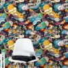 Cartoon Space Themed Kids Wallpaper Illustration, Vibrant Comic Space Adventure Peel & Stick Wall Mural