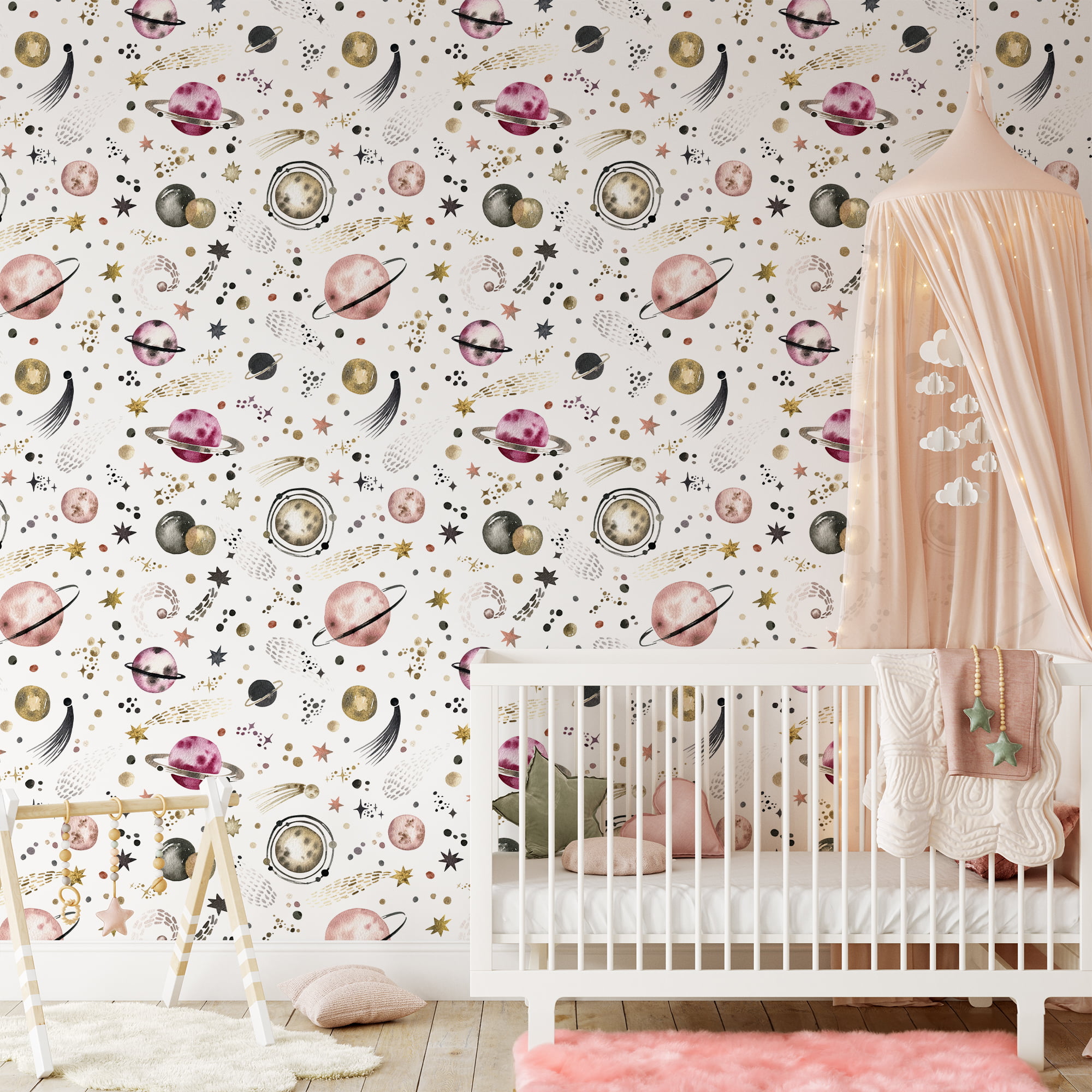 Celestial Grey Floral Wallcovering