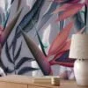 Dark Themed Birds Of Paradise Tropical Wallpaper, Sleek Abstract Botanical Peel & Stick Wall Mural