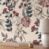 Vintage Flowers Illustration Pattern Wallpaper, Vintage Floral Charm Peel & Stick Wall Mural