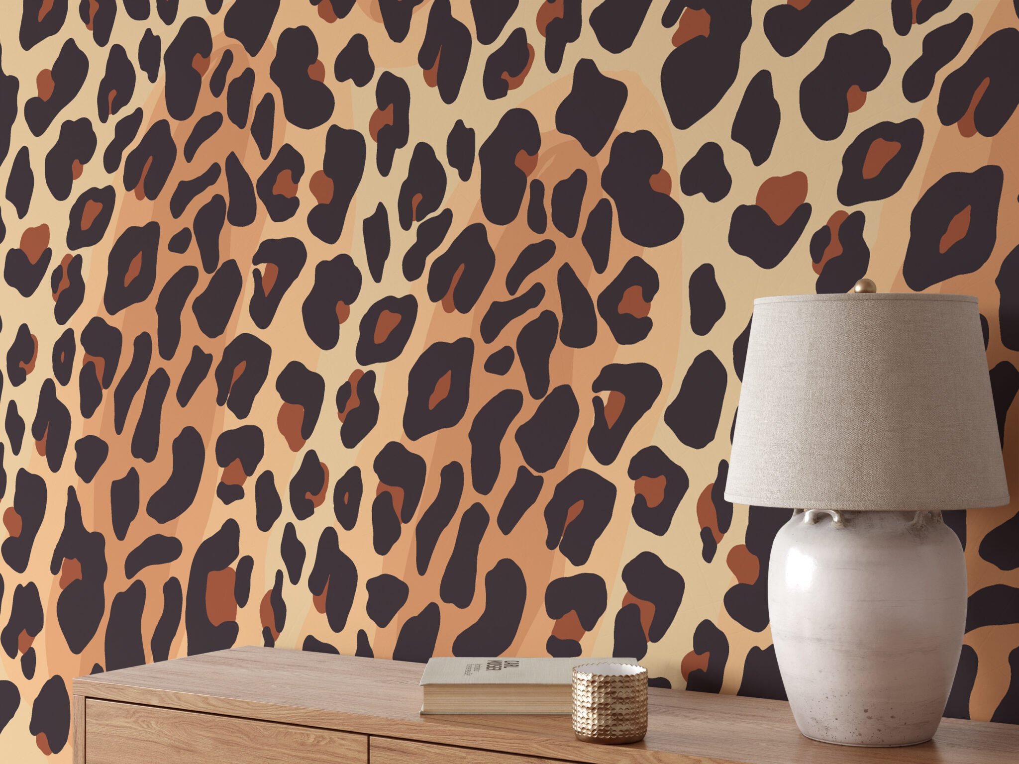 Leopard Skin Print Pattern Illustration Wallpaper, Chic Animal Print ...