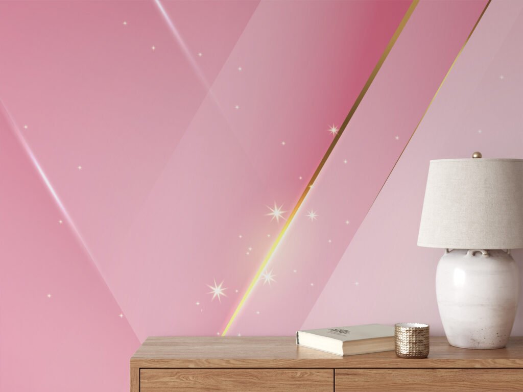 Abstract Modern Pink Shades With A Spark Wallpaper, Geometric Luxury Peel & Stick Wall Mural