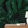 Large Dark Green Tropical Leaves Wallpaper, Lush Botanical Peel & Stick Wall Mural