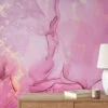 Hot Pink Shades Marble Wallpaper, Dreamy Pink Marble Peel & Stick Wall Mural