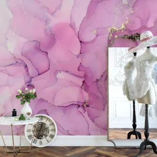 Pink Shades Alcohol Ink Art Marble Wallpaper, Sparkling Pink Marble Peel & Stick Wall Mural