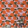 Flat Art Oranges Pattern Illustration Wallpaper, Cheerful Citrus Orchard Peel & Stick Wall Mural