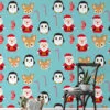 Christmas Themed Icons Illustration With Santa Claus Wallpaper, Cheerful Christmas Characters Peel & Stick Wall Mural