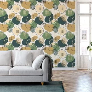 Abstract Shapes And Speckles Illustration Wallpaper, Geometric Pattern Peel & Stick Wall Mural