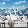 Large Snowy Mountains With A Beautiful View Wallpaper, Majestic Mountain Peaks Peel & Stick Wall Mural
