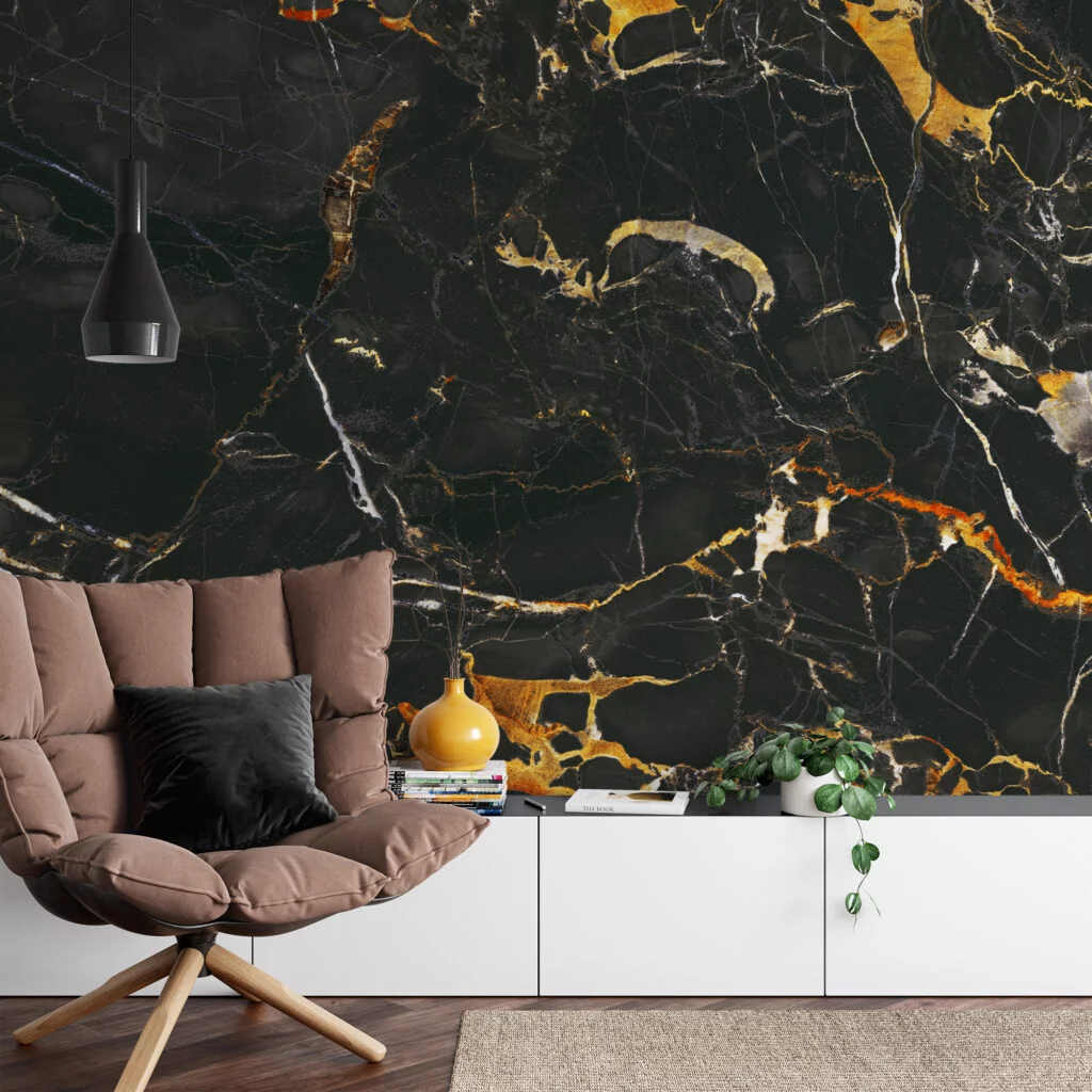 Black And Gold Stone Marble Texture Wallpaper, Premium Elegant Surface Peel & Stick Wall Mural