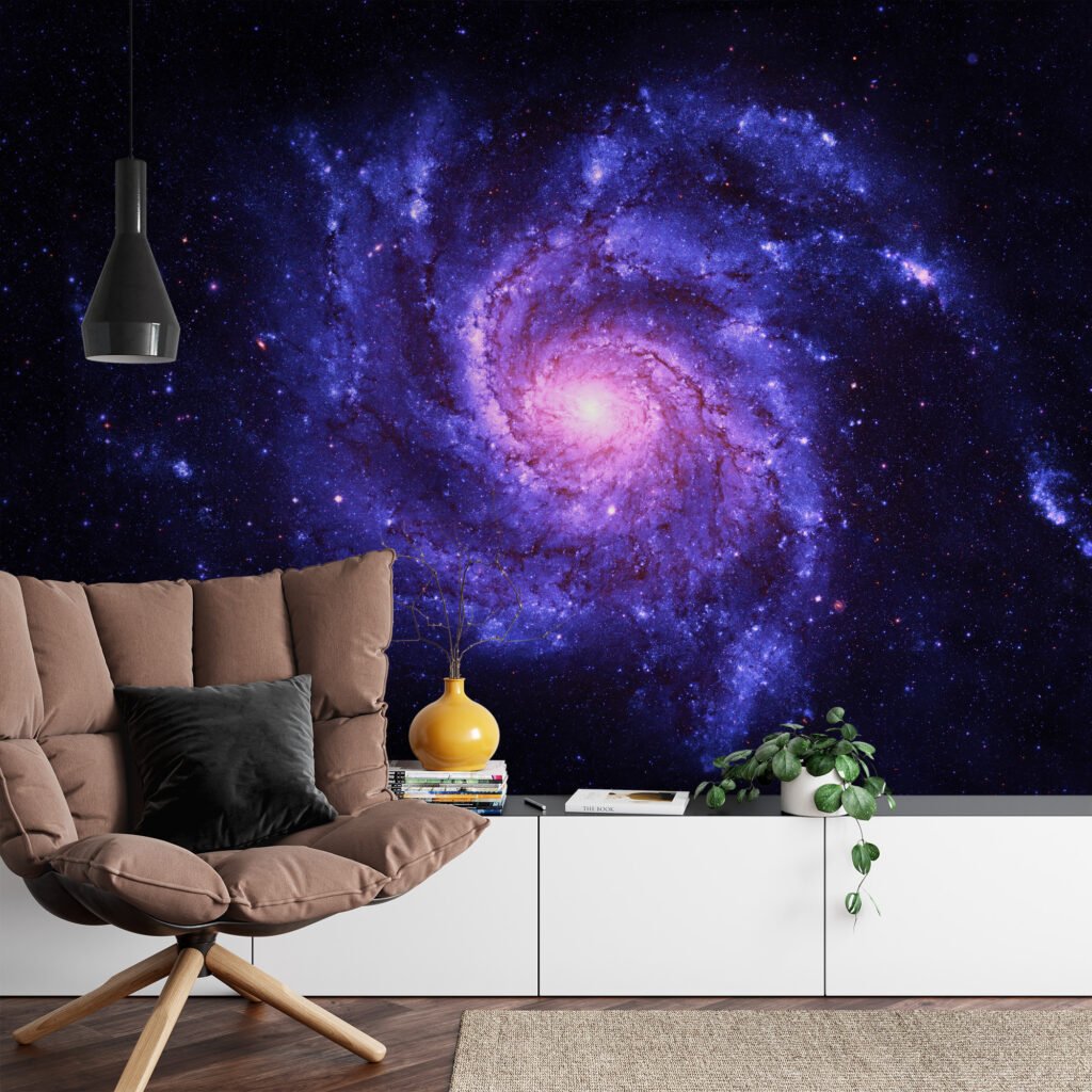 Purple Space Milky Way Wallpaper, Majestic Galaxy Spiral Peel & Stick Wall Mural