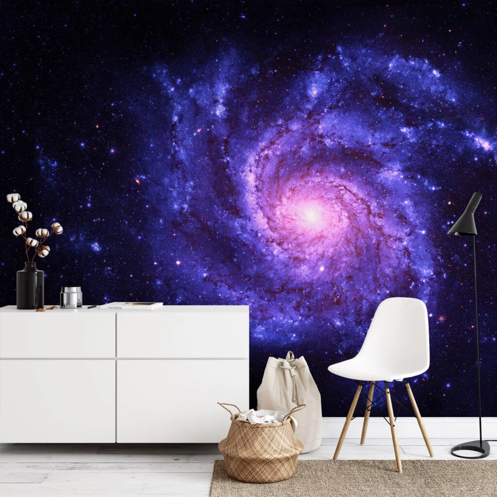 Purple Space Milky Way Wallpaper, Majestic Galaxy Spiral Peel & Stick Wall Mural