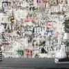 Modern Abstract Typography Wallpaper, Rusty Grunge Words Illustration Peel & Stick Wall Mural