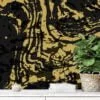 Black And Gold Abstract Design Illustration Wallpaper, Marble Swirl Peel & Stick Wall Mural