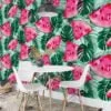 Tropical Leaves With Watermelons Illustration Wallpaper, Juicy Watermelon Slices & Palm Leaves Peel & Stick Wall Mural