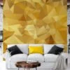 Abstract Yellow Shapes Pattern Illustration Wallpaper, Chic Geometric Peel & Stick Wall Mural