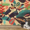 Retro Tropical Illustration With Toucans Wallpaper, Vibrant Jungle Peel & Stick Wall Mural