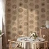 Brown Circles Pattern Illustration Wallpaper, Earthy Tones Abstract Circles Peel & Stick Wall Mural
