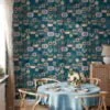 Folk Art Abstract Flower Design Illustration Wallpaper, Abstract Garden Pattern Peel & Stick Wall Mural