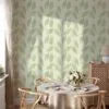 Abstract Green Leaves Illustration Wallpaper, Leaf Harmony Design Peel & Stick Wall Mural