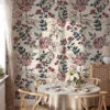 Vintage Flowers Illustration Pattern Wallpaper, Vintage Floral Charm Peel & Stick Wall Mural