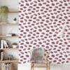 Retro Cartoon Mouths Illustration Wallpaper, Pink Lips Pattern Wallpaper, Line Art Kisses Peel and Stick Wall Mural