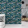 Folk Art Abstract Flower Design Illustration Wallpaper, Abstract Garden Pattern Peel & Stick Wall Mural