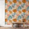 Flat Abstract Line Art Illustration, Modern Organic Shapes Peel & Stick Wall Mural