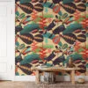Retro Tropical Illustration With Toucans Wallpaper, Vibrant Jungle Peel & Stick Wall Mural