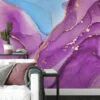 Bright Purple And Blue Alcohol Ink Art Marble Wallpaper, Majestic Purple Marble Peel & Stick Wall Mural
