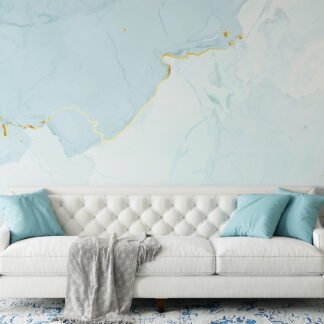 Light Blue Marble Wallpaper, Elegant Icy Blue Marble Peel & Stick Wall Mural