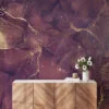 Shades of Purple And Gold Marble Ink Art Wallpaper, Abstract Gold Vein Peel & Stick Wall Mural