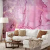 Hot Pink Shades Marble Wallpaper, Dreamy Pink Marble Peel & Stick Wall Mural