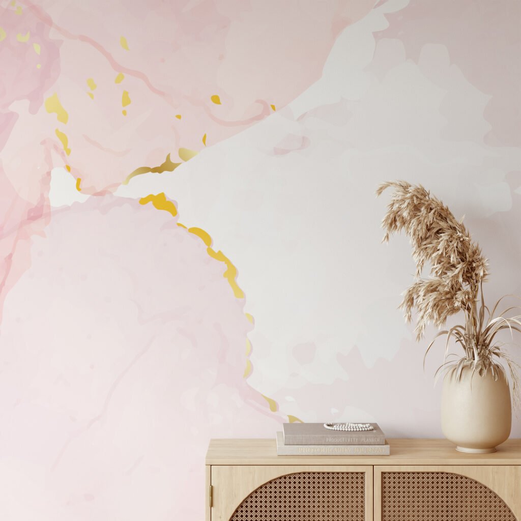 Pink Marble Illustration Wallpaper, Soft Luxe Marble Peel & Stick Wall Mural