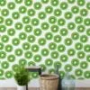 Kiwi Slices Illustration Wallpaper, Vibrant Green Kitchen Decor Peel & Stick Wall Mural
