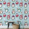Cute Cartoon Style Christmas Penguins Illustration Wallpaper, Festive Penguin Playtime Kids Peel & Stick Wall Mural