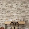 Beige Stone Brick Wall Wallpaper, Classic Limestone Brick Faux Peel & Stick Wall Mural