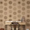 Brown Circles Pattern Illustration Wallpaper, Earthy Tones Abstract Circles Peel & Stick Wall Mural