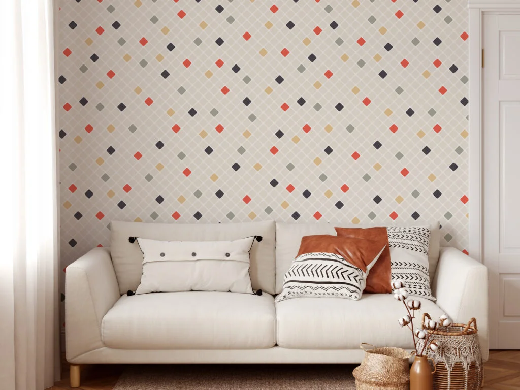 Vintage Style Rhombus Pattern Wallpaper, Modern Geometric Harmony Peel & Stick Wall Mural