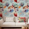 Large Colorful Blooming Flowers Wallpaper, Vibrant Abstract Floral Peel & Stick Wall Mural