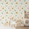 Cute Farm Animal Chickens With Eggs Illustration Wallpaper, Whimsical Nursery Room Peel & Stick Wall Mural