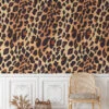 Leopard Skin Print Pattern Illustration Wallpaper, Chic Animal Print Peel & Stick Wall Mural