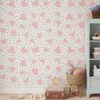Simple Pink Hearts And Black Dots Illustration Wallpaper, Sweet Pink Hearts Nursery Peel & Stick Wall Mural