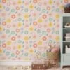 Nursery Abstract Colorful Flowers Pattern Illustration Wallpaper, Cheerful Floral Peel & Stick Wall Mural