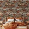 Brick Wall Wallpaper, Vintage Brickwork Faux Effect Peel & Stick Wall Mural