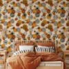 70s Style Circle Patterns Illustration Wallpaper, Retro-Inspired Abstract Dots Peel & Stick Wall Mural