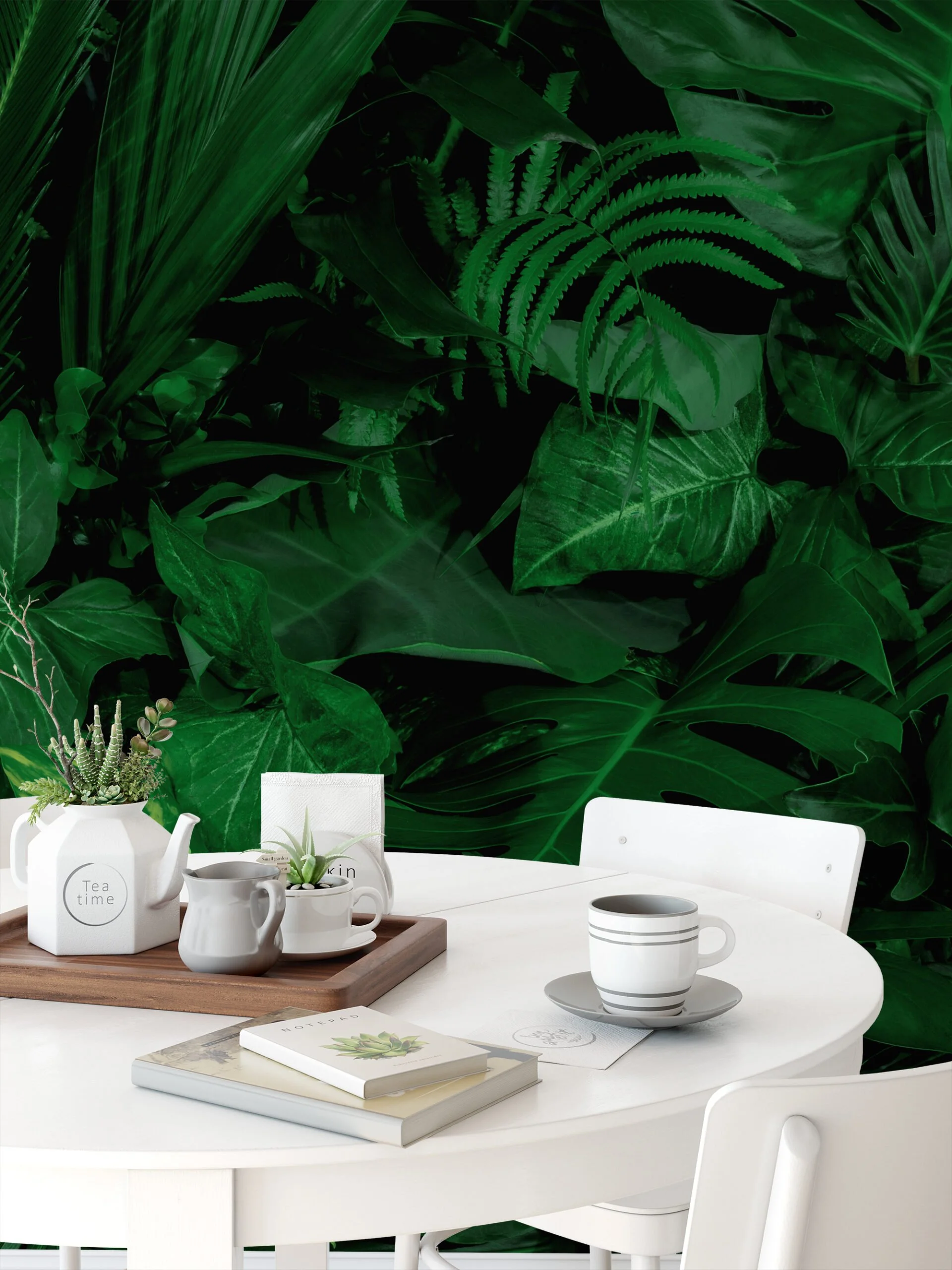 Tropical Jungle Style Large Leaves Wallpaper, Luxe Jungle Ambiance Peel & Stick Wall Mural