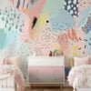 Abstract Brush Srokes and Shapes With Pastel Colors Wallpaper, Pastel Geometric Shapes and Textures Peel & Stick Wall Mural
