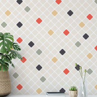Vintage Style Rhombus Pattern Wallpaper, Modern Geometric Harmony Peel & Stick Wall Mural
