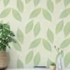 Abstract Green Leaves Illustration Wallpaper, Leaf Harmony Design Peel & Stick Wall Mural